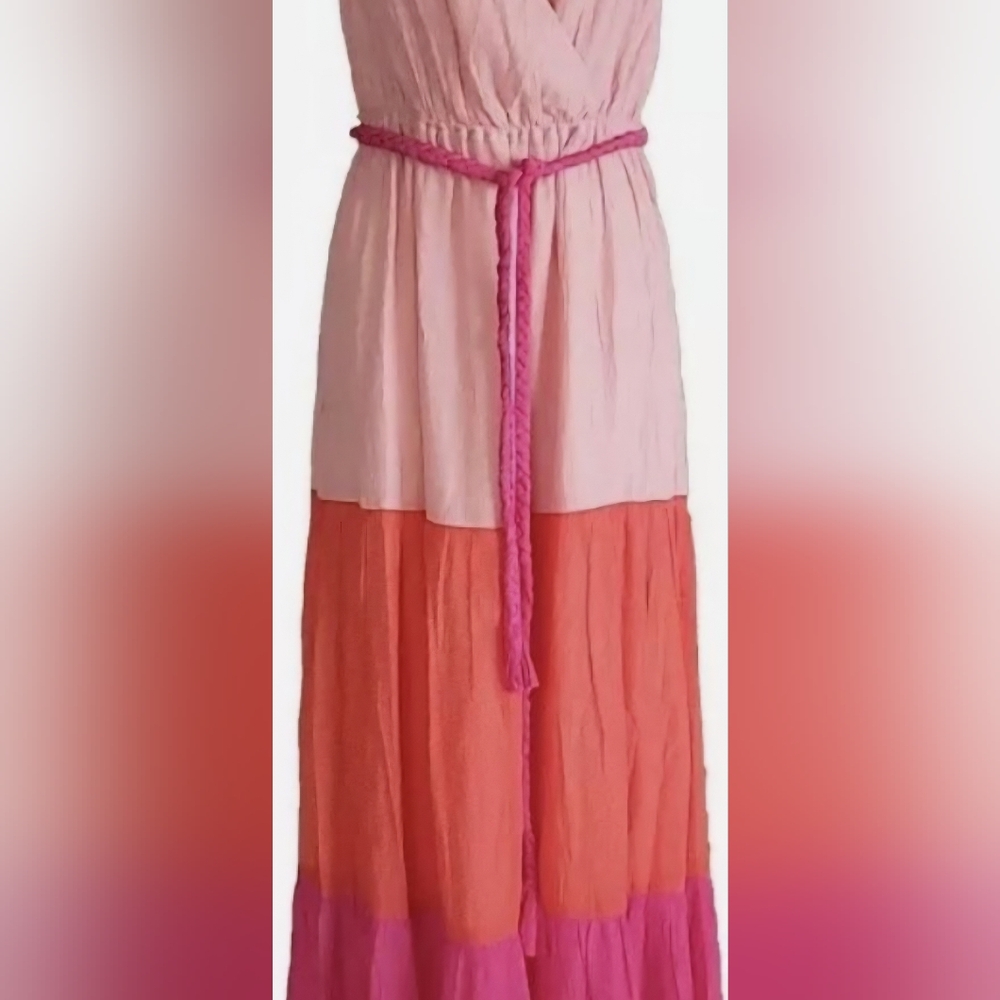 Flying Tomato Pink and Orange Tiered Maxi Dress - Picture 3 of 3